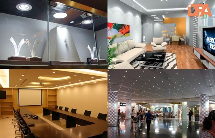 Đèn led âm trần công suất 25W-30W được sử dụng nhiều trong trung tâm thương mại, phòng họp, phòng khách
